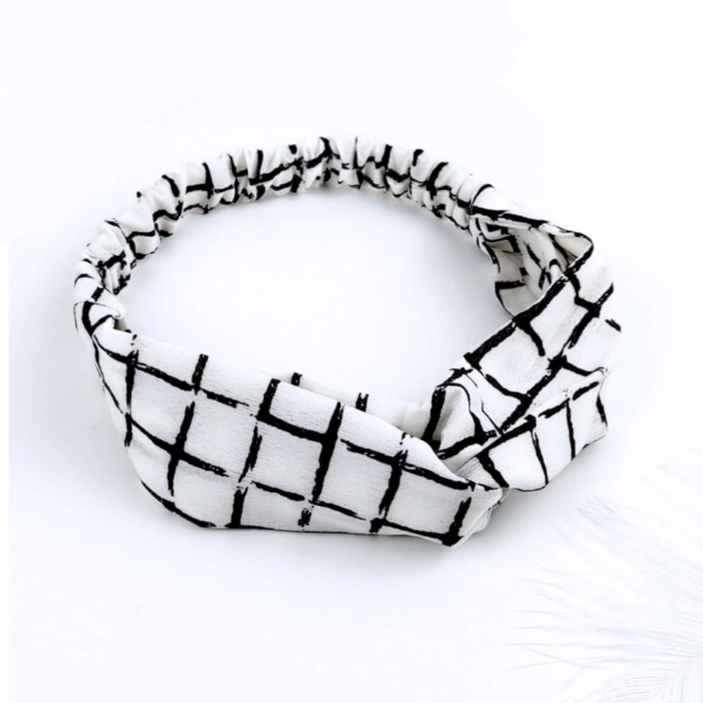 Patterned Twist Headwrap - Checkered